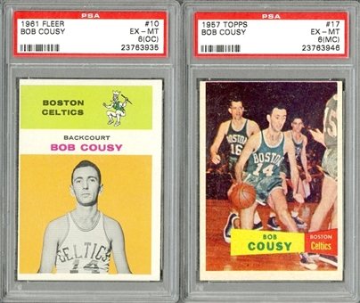 1957-1961 Topps and Fleer Bob Cousy Trio (3 Different)